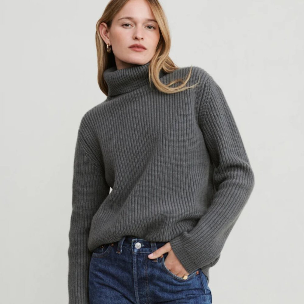 Jenni Kayne Cashmere Turtleneck Small Storm New without Tags